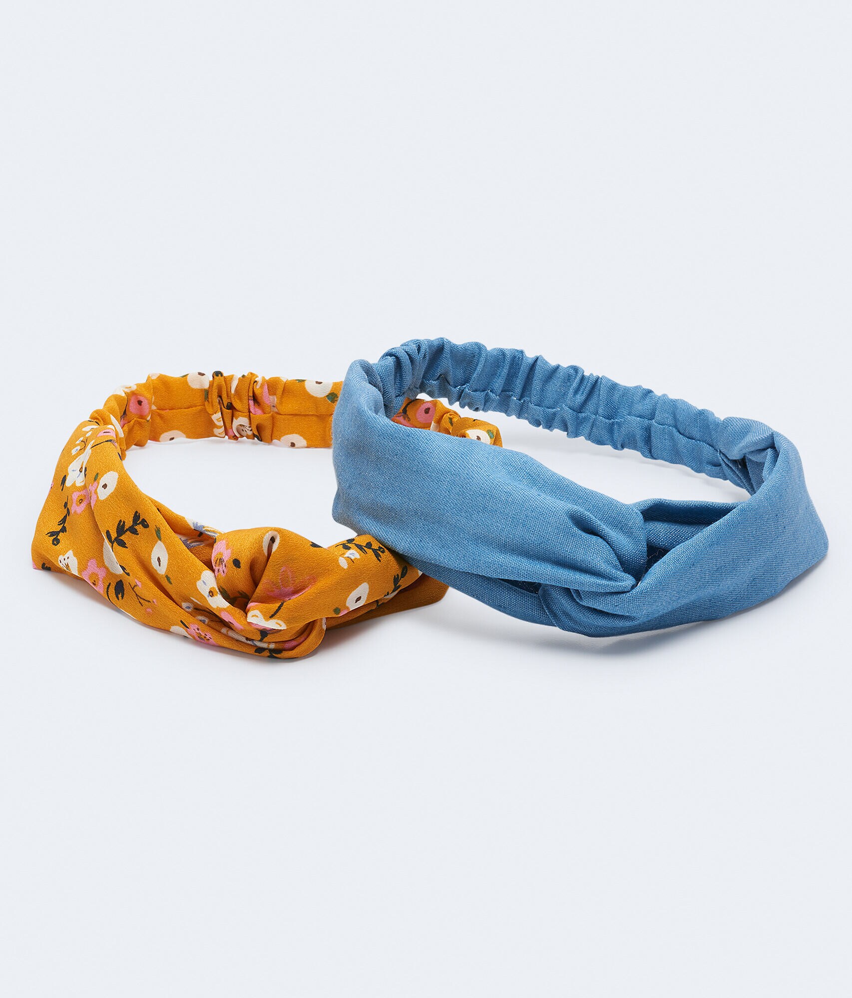 Floral &amp; Denim Twist Headband 2-Pack