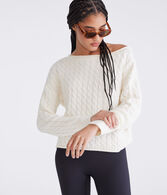 Cable Cropped Boat-Neck Sweater