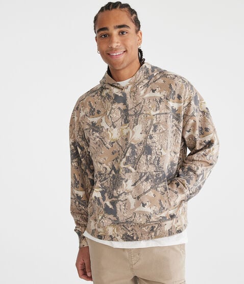 Woodland Camo Boxy Pullover Hoodie