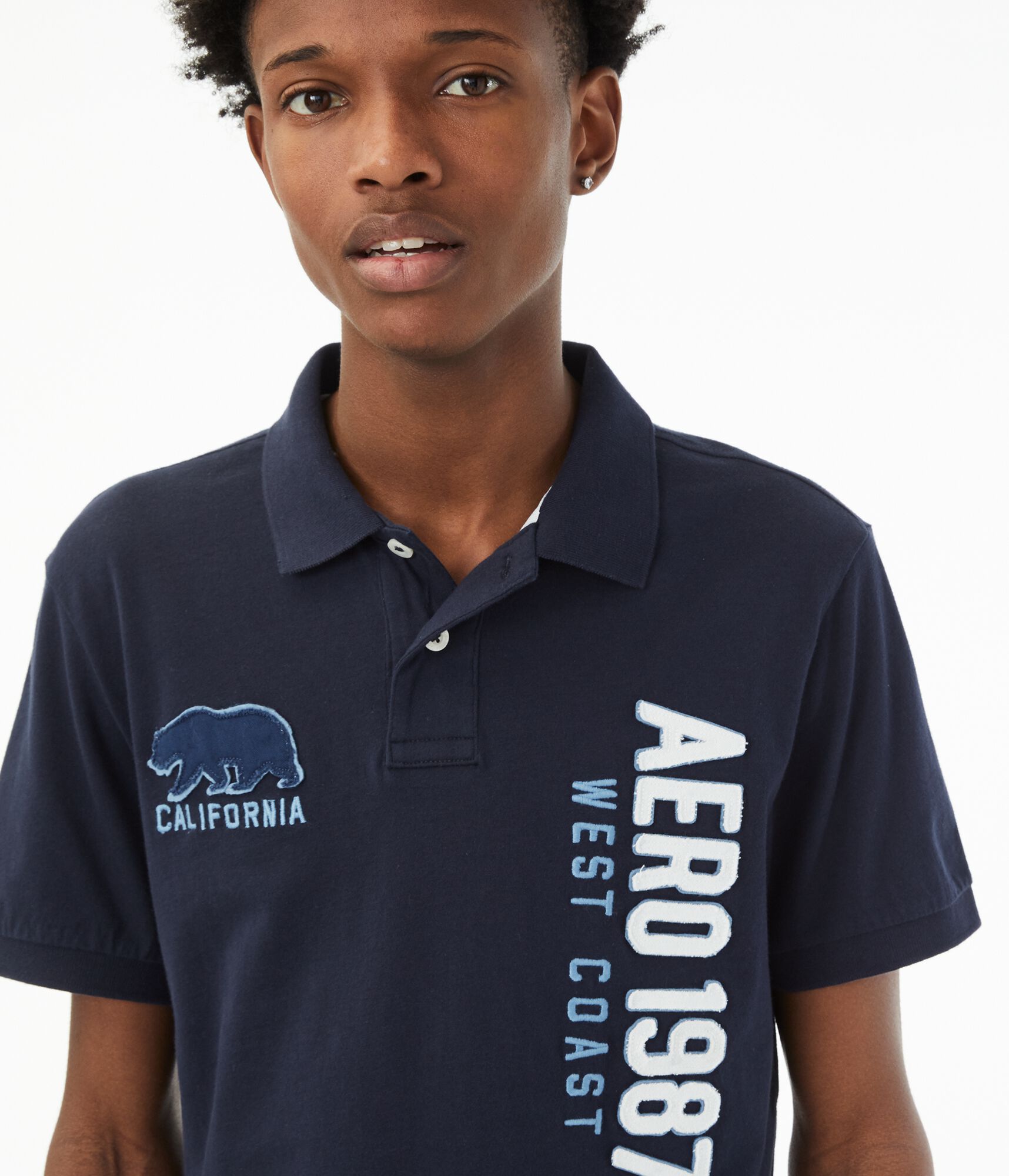 Vertical Aero Bear Graphic Jersey Polo
