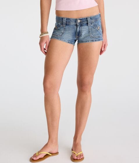 Micro Low Rise Super Low-Rise Micro Denim Shorts