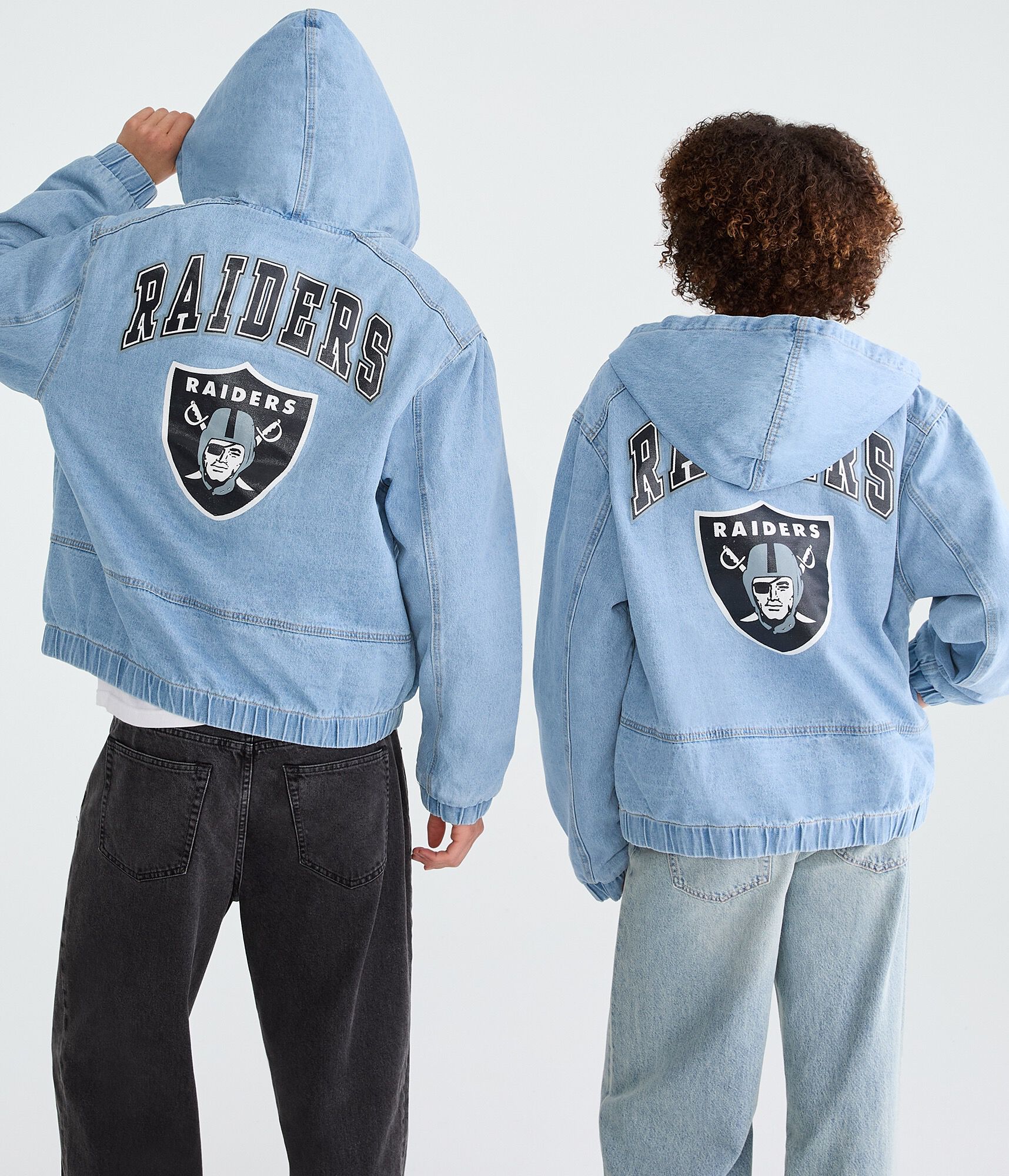 Las Vegas Raiders Full-Zip Hooded Denim Jacket