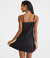 Solid Scoop-Neck Eyelet A-Line Dress