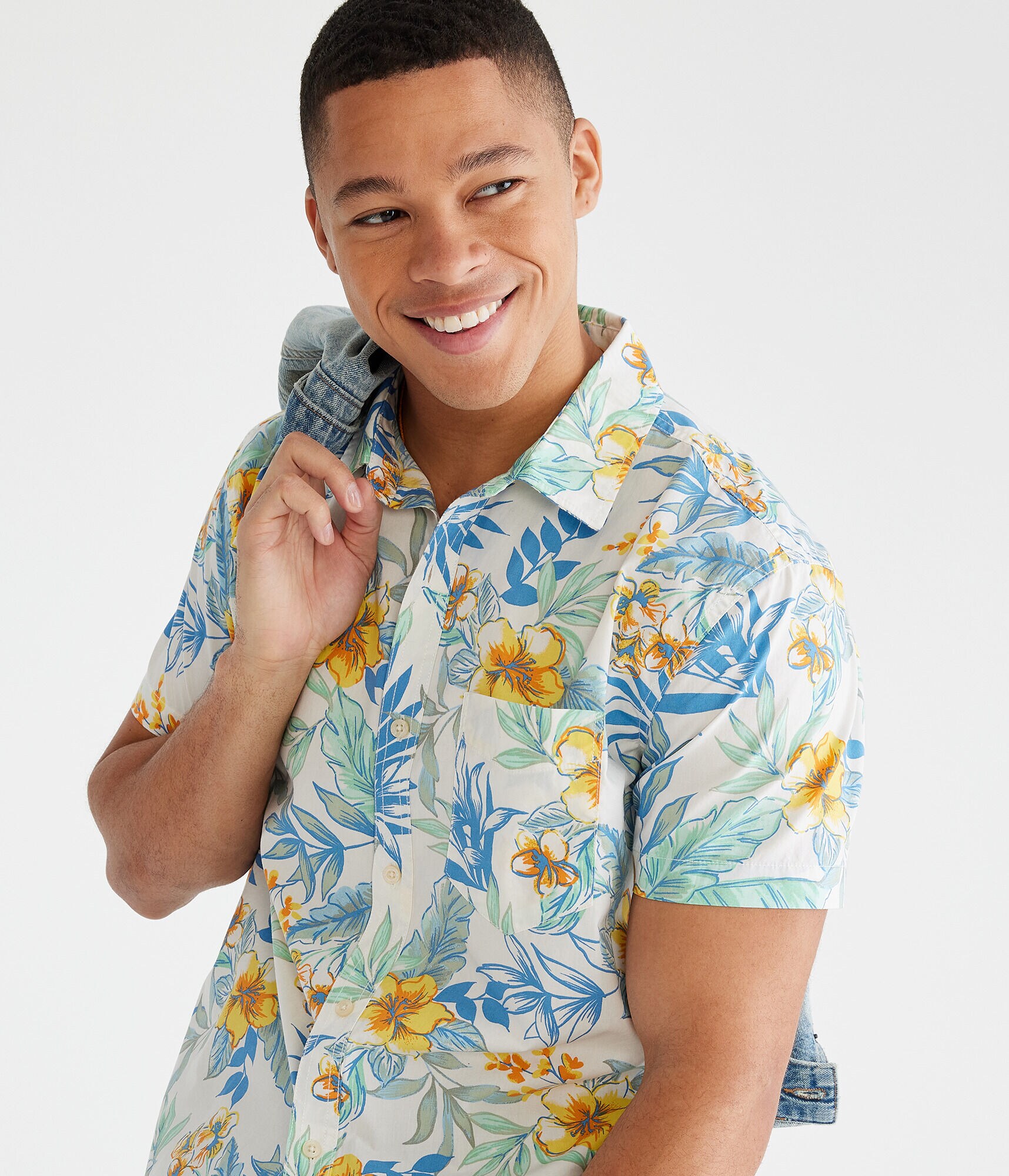 Tropical Floral Print Relaxed Shirt