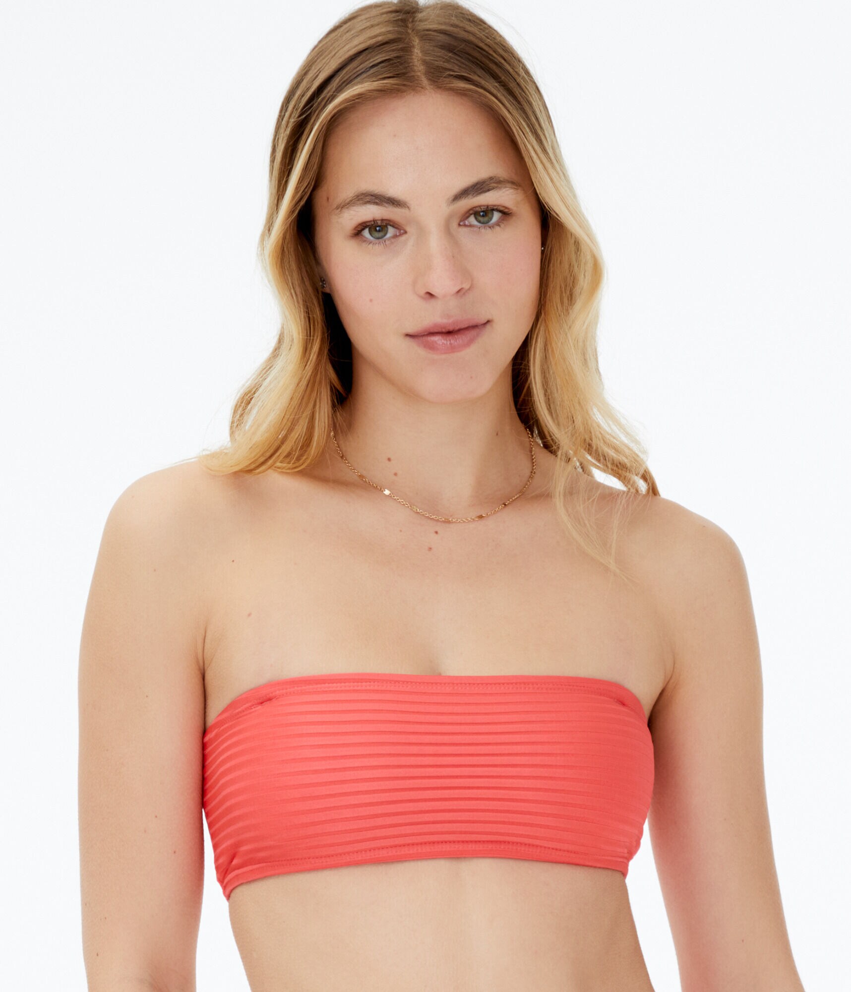 Ribbed Bandeau Bikini Top