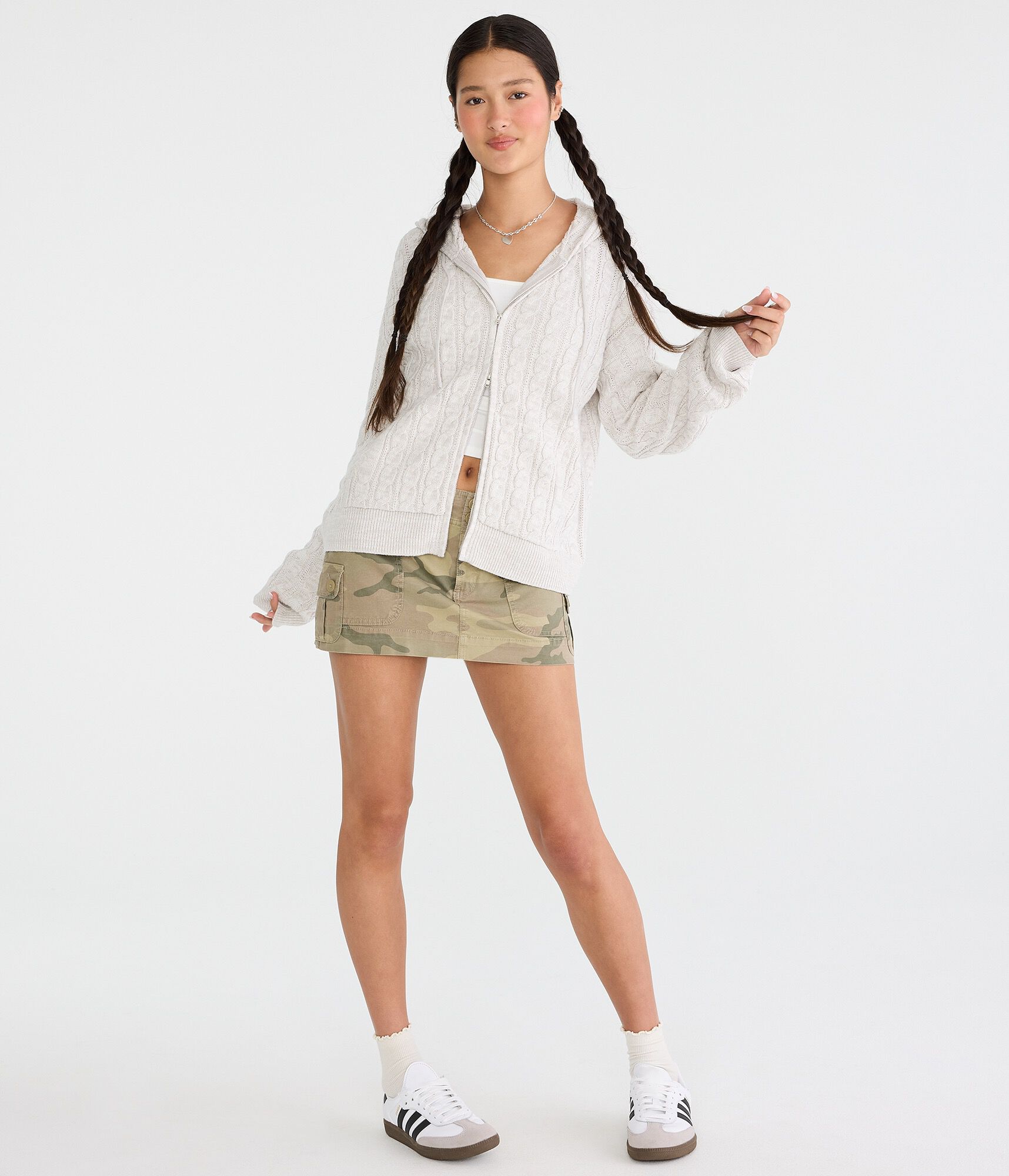 Cable Full-Zip Hooded Sweater
