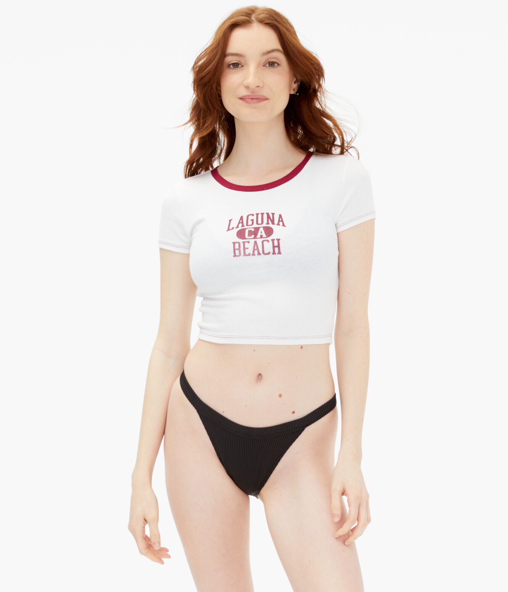 Ribbed V-Front Cheeky Bikini Bottom