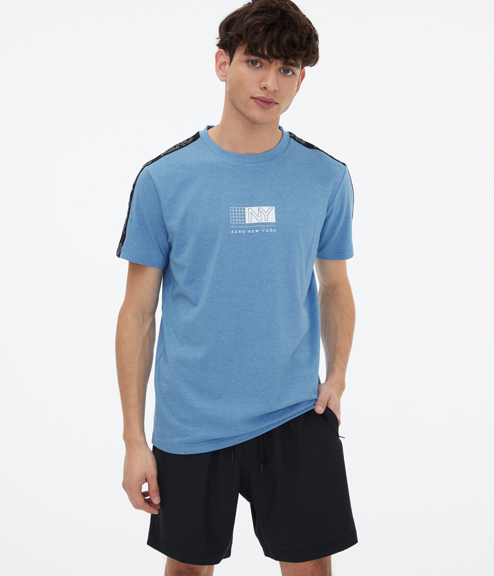 Grid Logo Sleeve Tape Stretch Graphic Tee