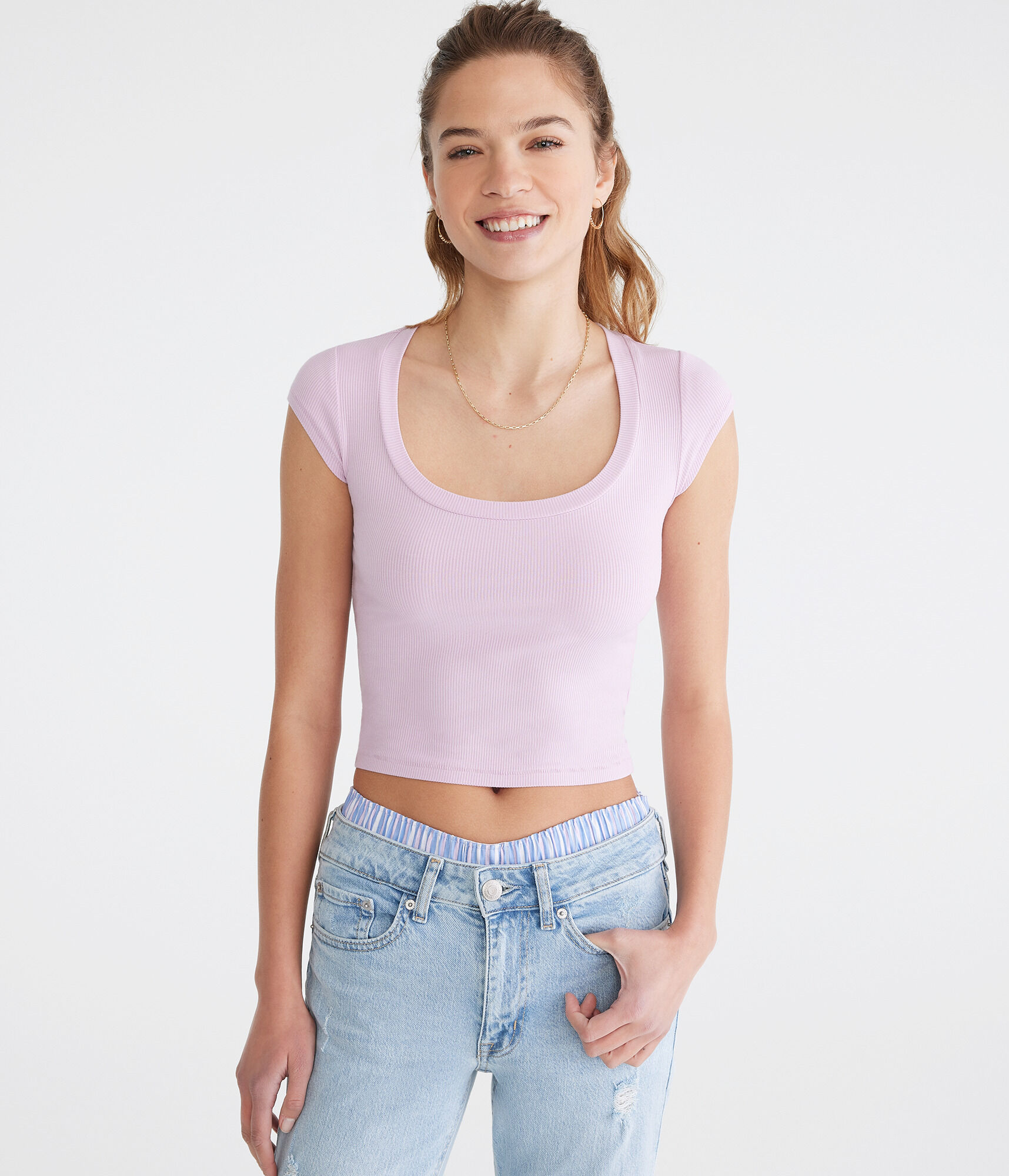 Seriously Soft Ribbed Scoop-Neck Baby Tee