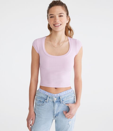 Seriously Soft Ribbed Scoop-Neck Baby Tee Seriously Soft Ribbed Scoop-Neck Baby Tee