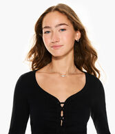 Long Sleeve Lace-Up Cropped Shrunken Tee