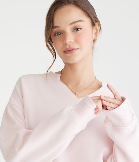 Solid Notch-Neck Sweatshirt Solid Notch-Neck Sweatshirt