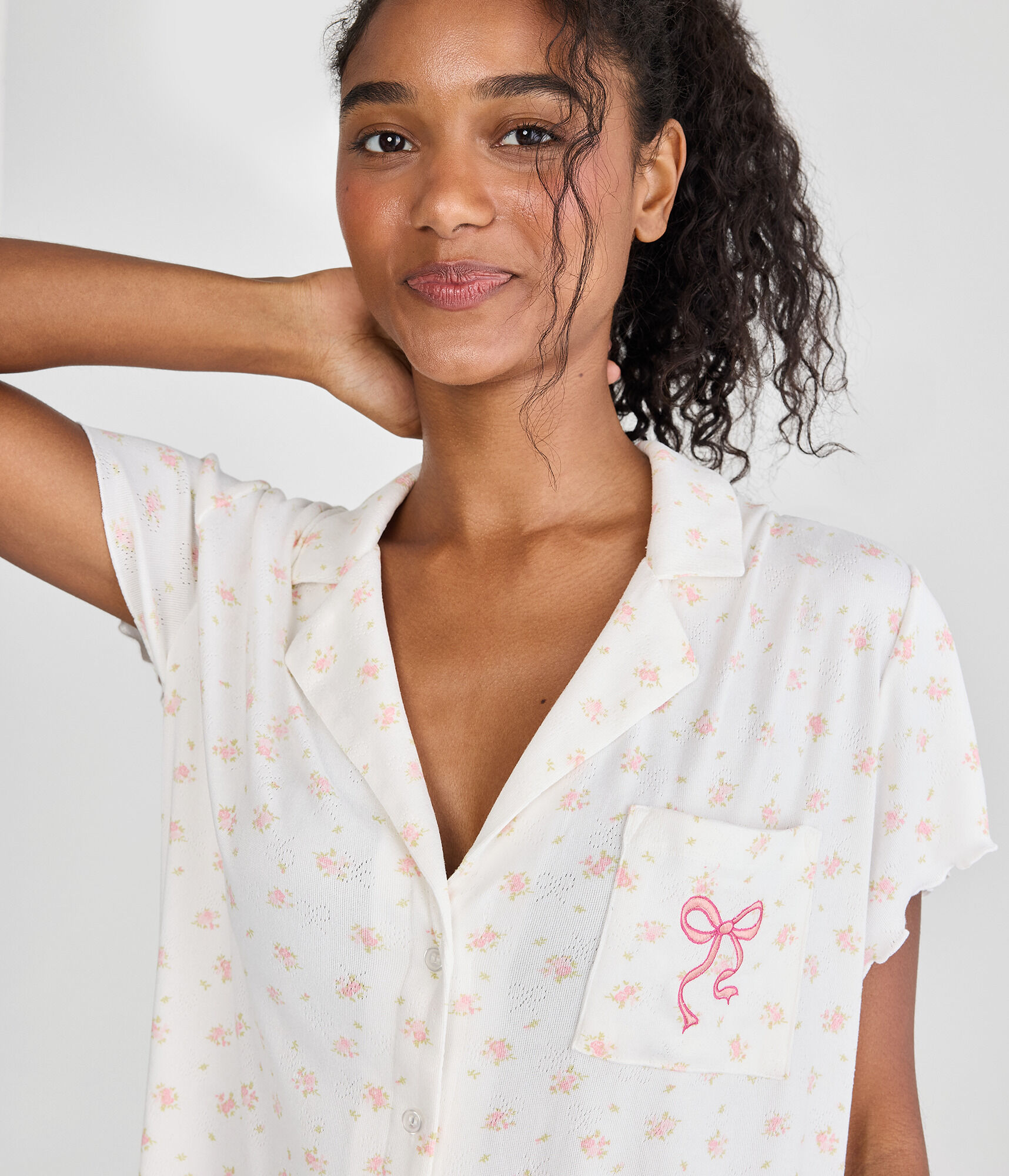 Printed Pointelle Knit Sleep Shirt