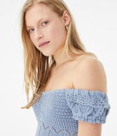 Crocheted Off-The-Shoulder Crop Top
