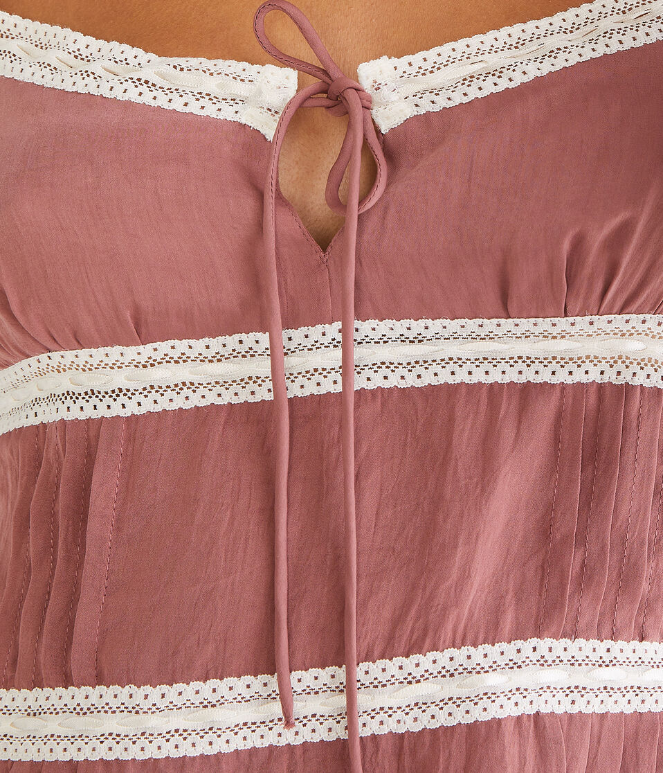 Satin Lace-Trim Cami