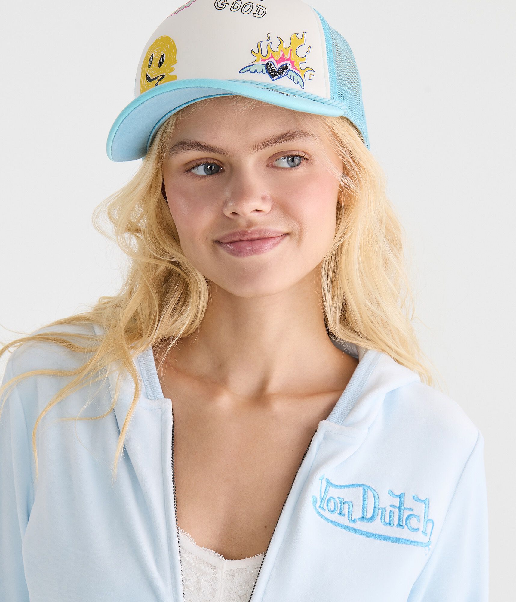 Von Dutch Rhinestone Velour Full-Zip Hoodie