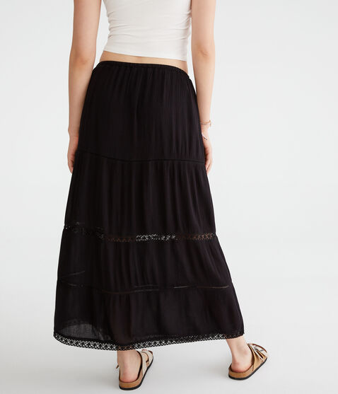 Crinkle Lace-Trim Maxi Skirt Crinkle Lace-Trim Maxi Skirt