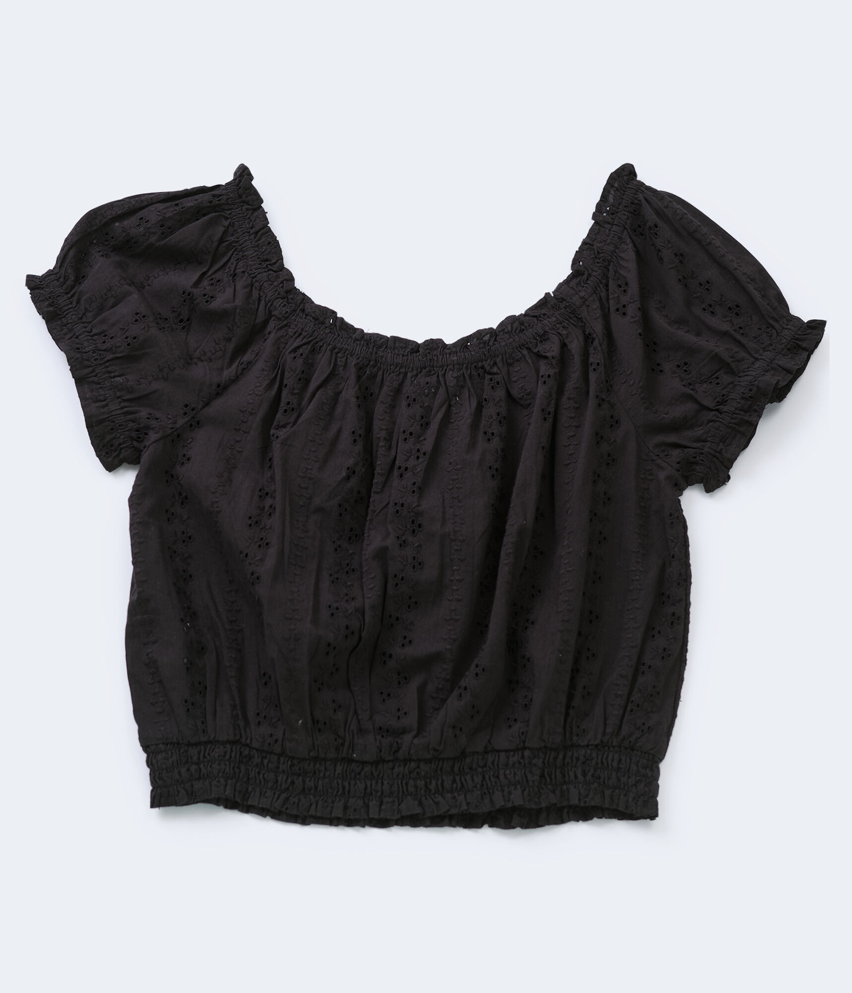 Eyelet Peasant Crop Top