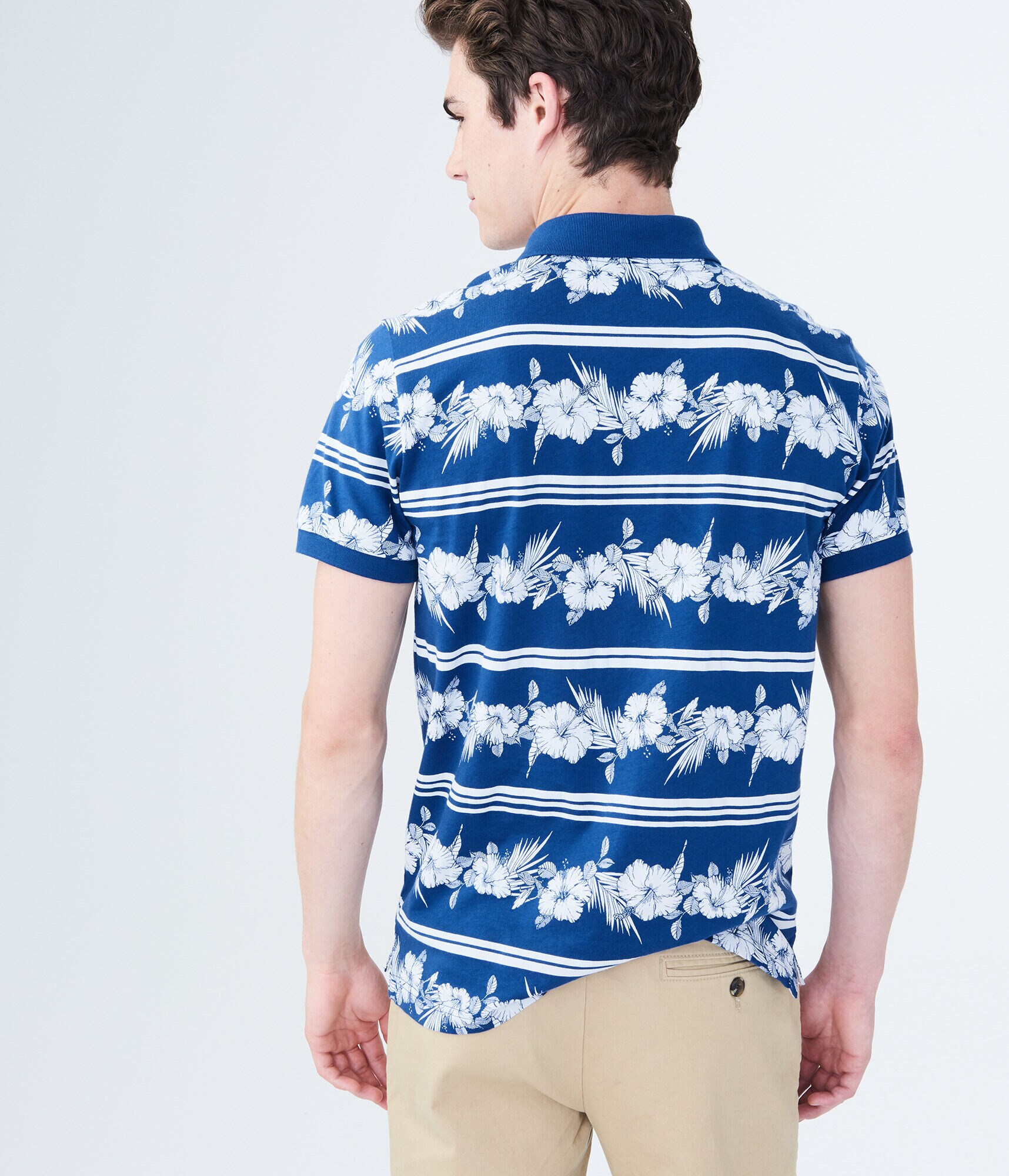 Hibiscus Stripe Jersey Polo