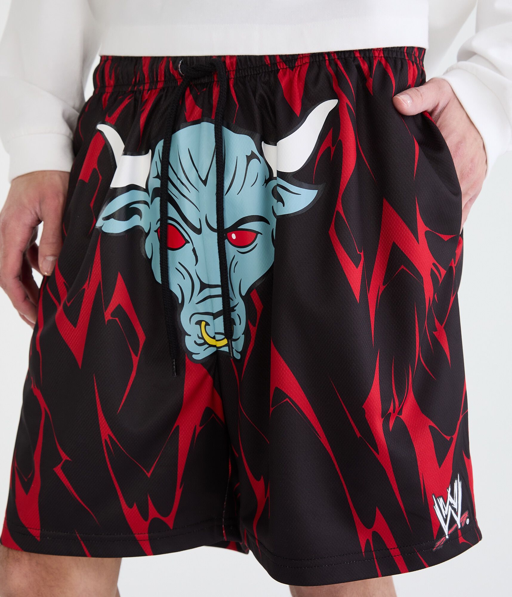 WWE The Rock Bull Logo Mesh Shorts