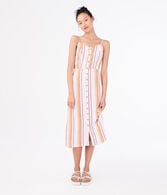 Striped Button-Front Midi Dress***