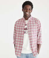 Long Sleeve Relaxed Plaid Oxford Shirt