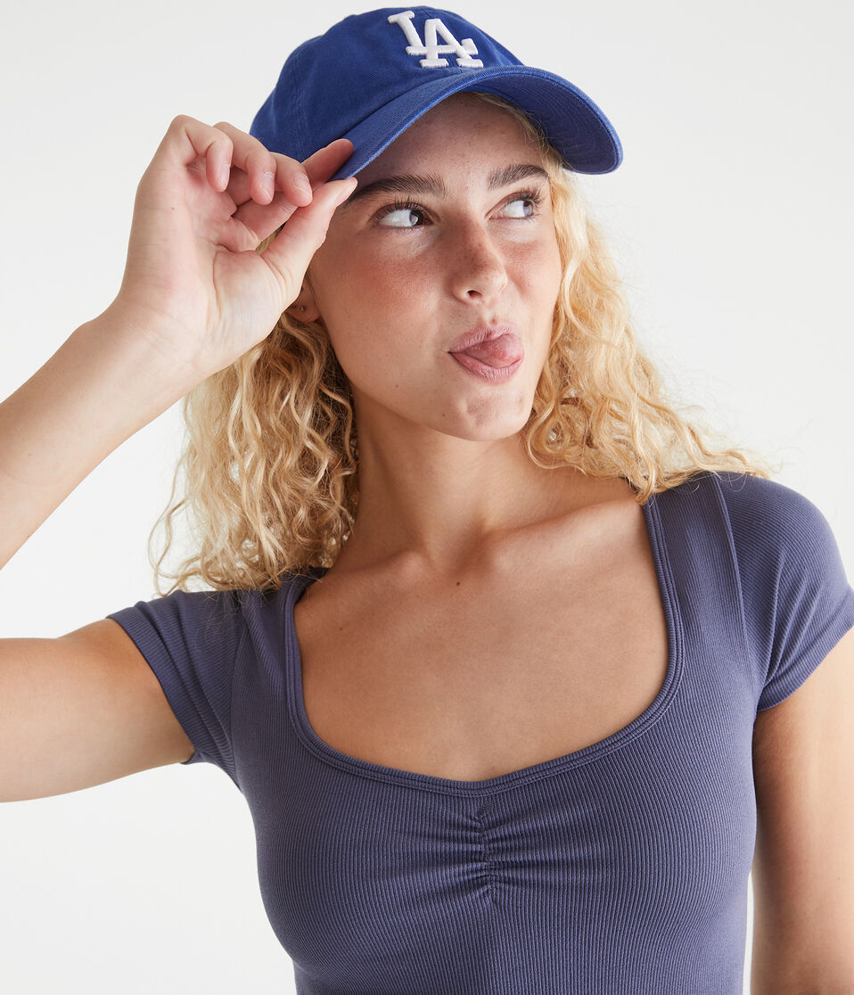 Buttery Soft Cropped Cinch-Front Tee