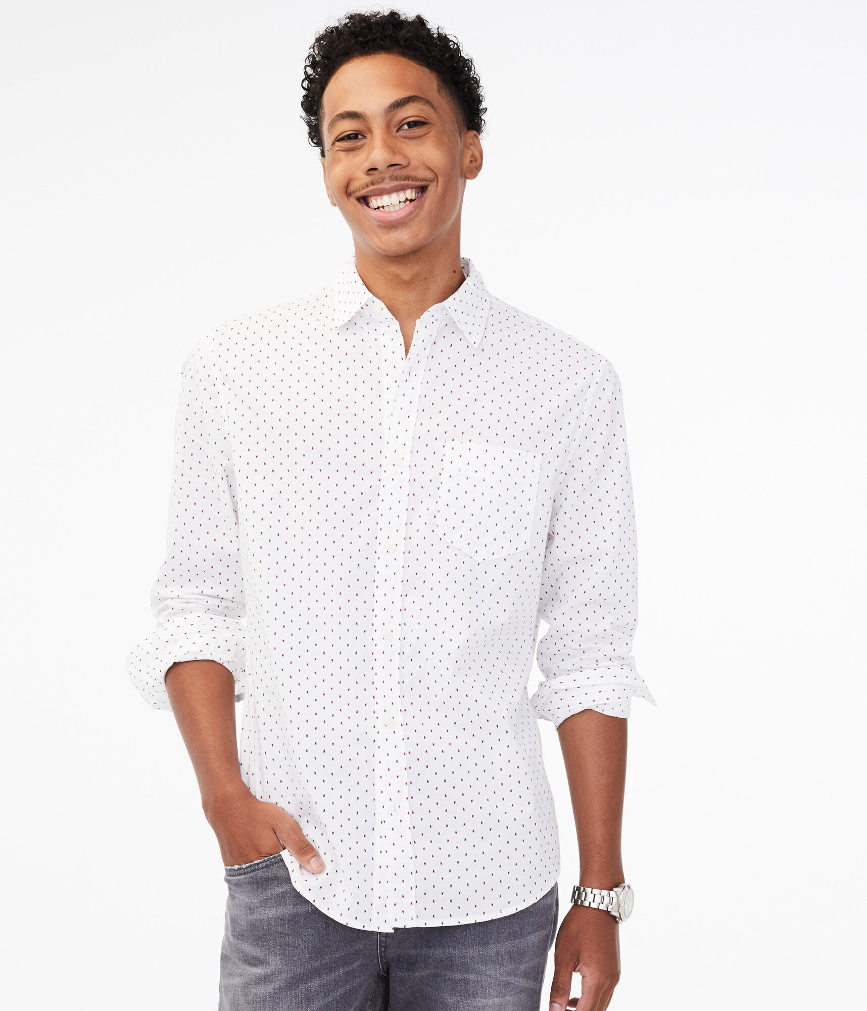 Long Sleeve Geo Arrow Button Down Shirt
