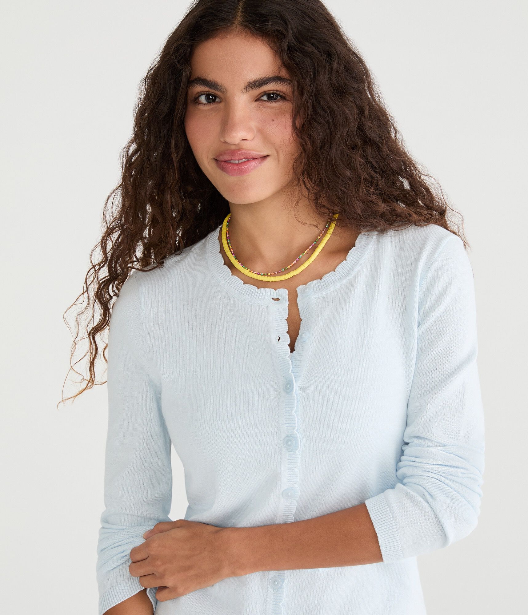 Scalloped Crew Cardigan