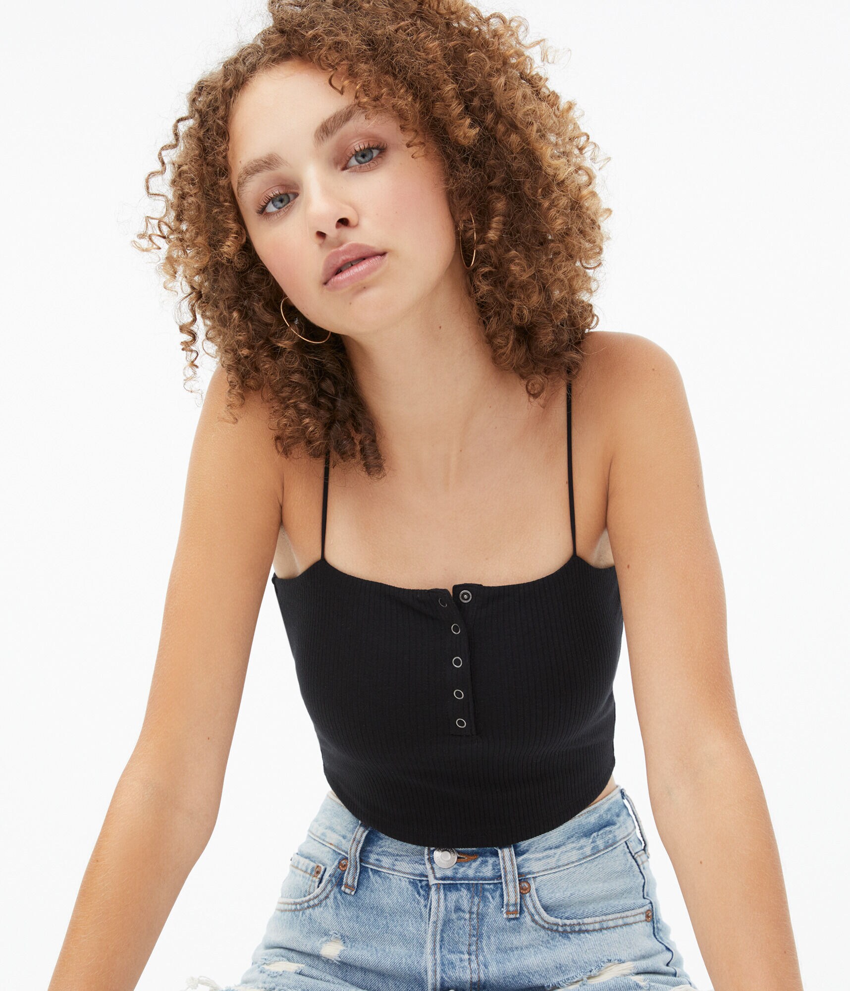 Seriously Soft Snap Henley Cropped Bungee Cami