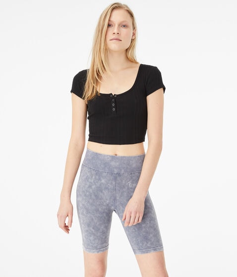 Scoop-Neck Cropped Henley