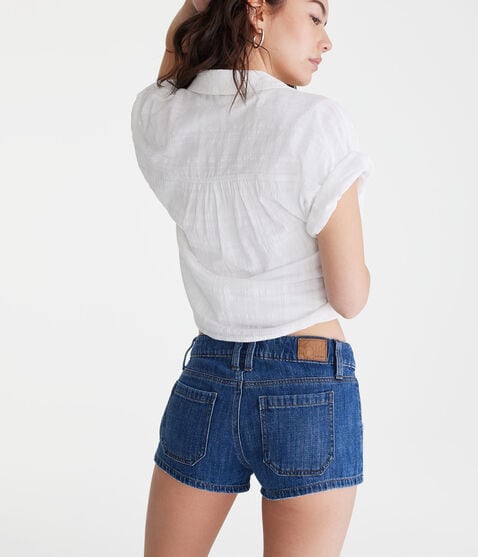 Cargo Low-Rise Denim Shorty Shorts Cargo Low-Rise Denim Shorty Shorts