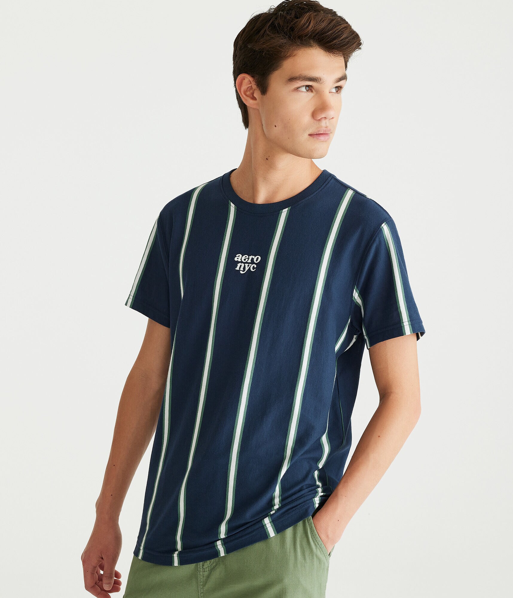 Aero NYC Vertical Stripe Graphic Tee