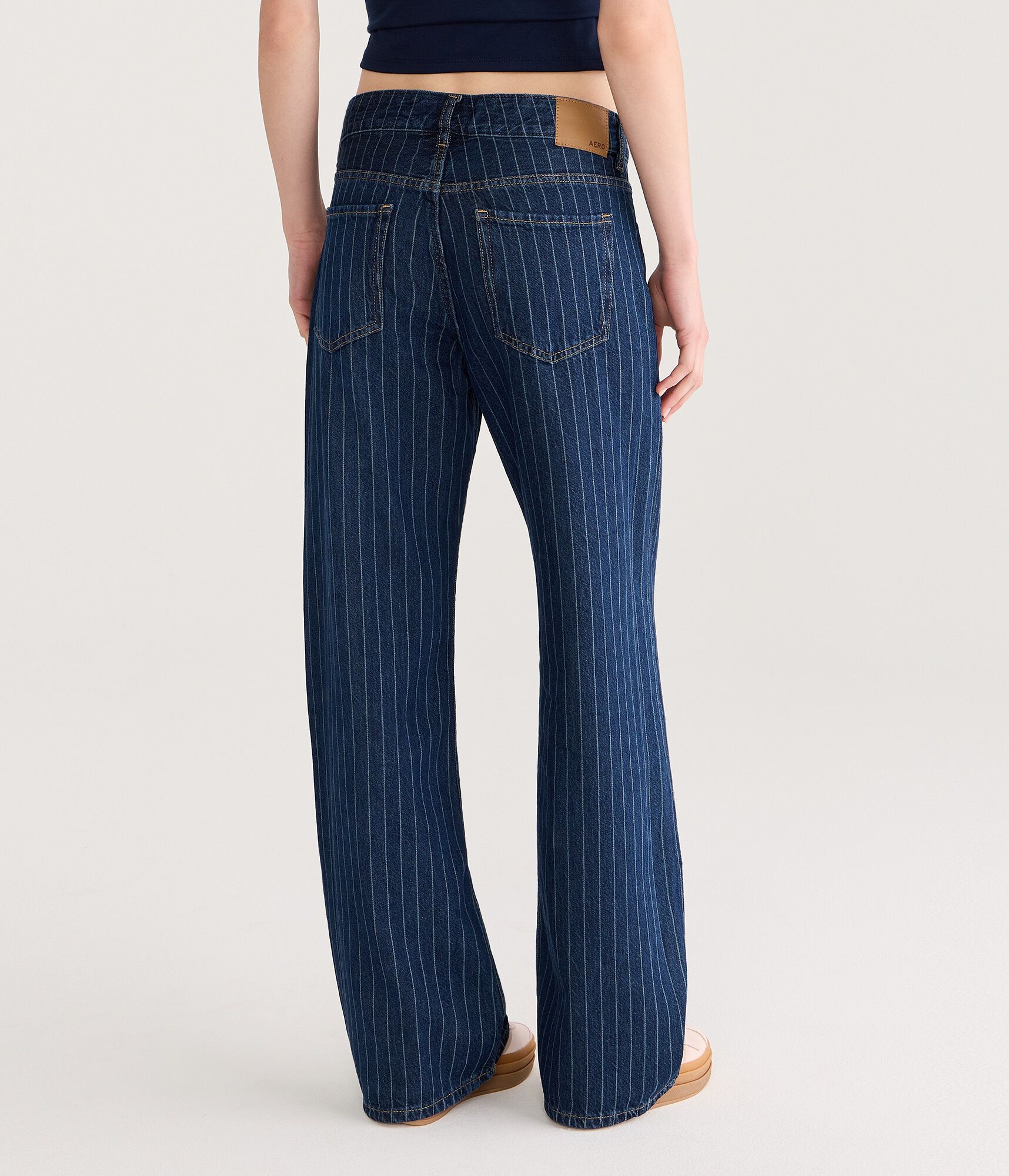 Low-Rise Baggy Wide Leg Pinstripe Jean