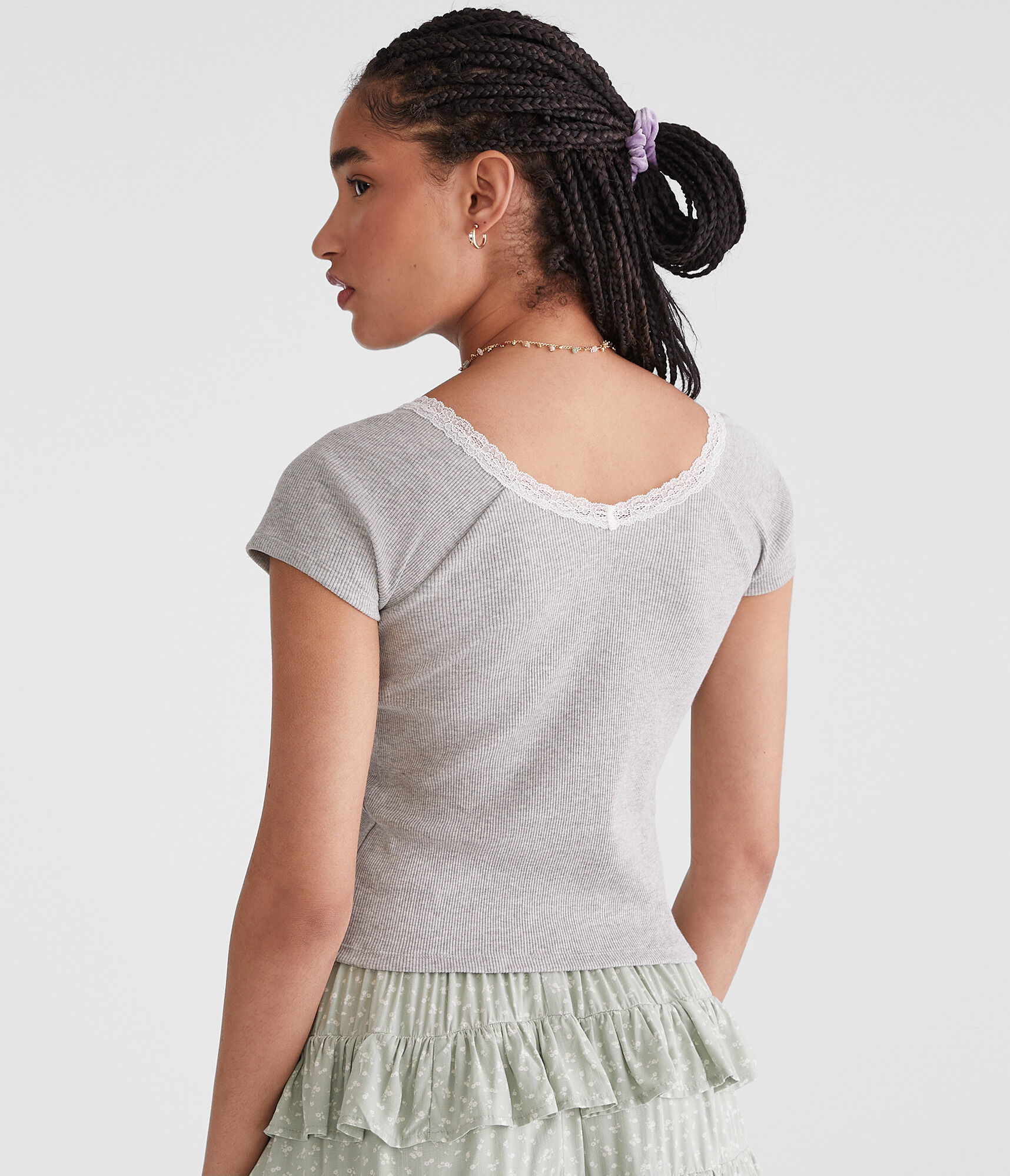 Seriously Soft Lace-Trim Shrunken Tee