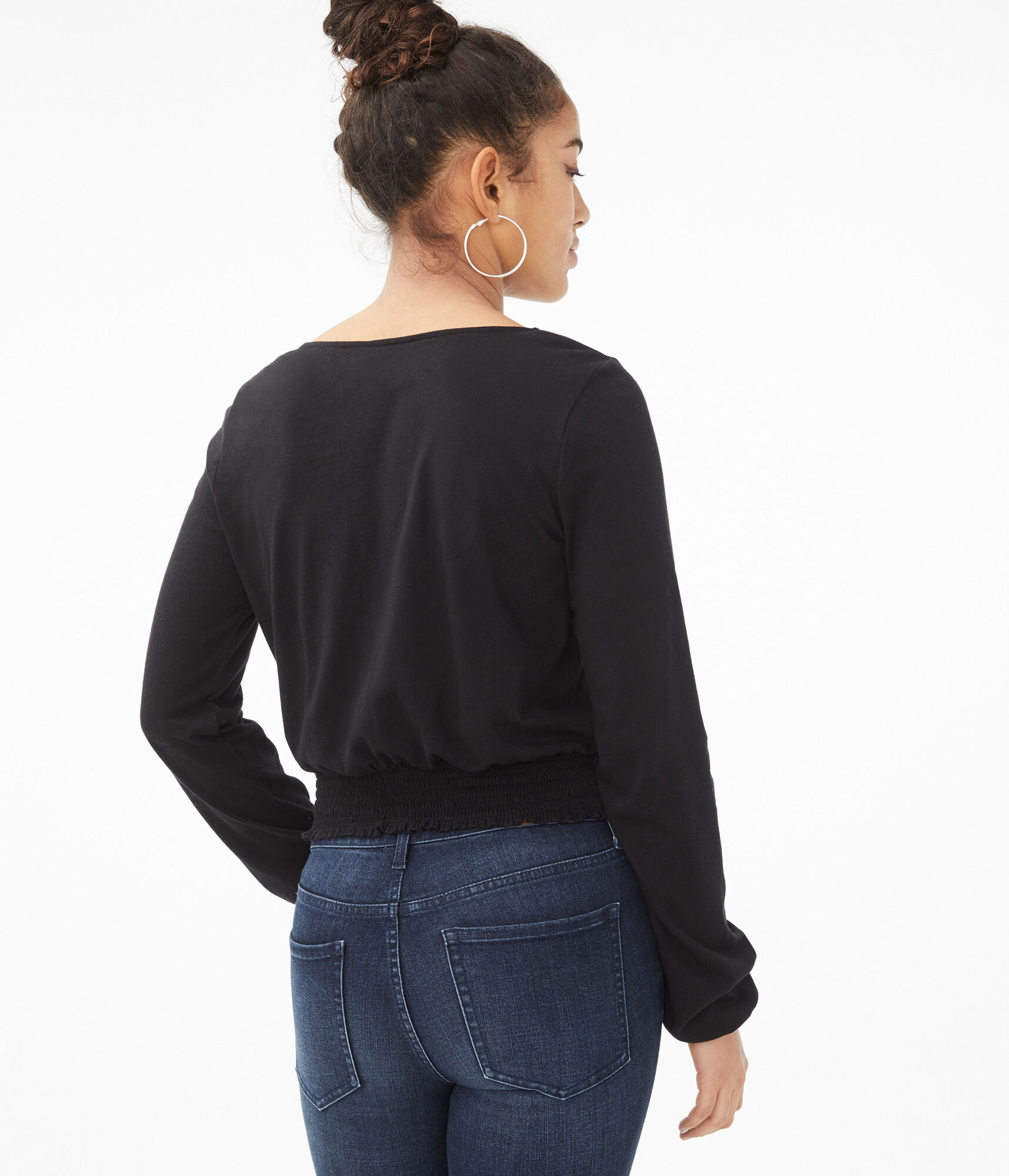 Long Sleeve Seriously Soft Lace V-Neck Peasant Top