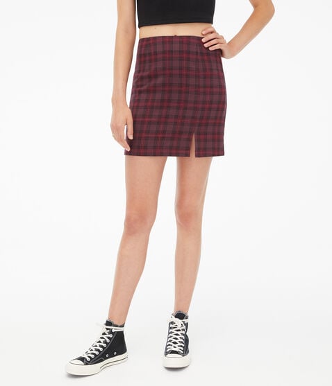 Plaid Notch High-Waisted Mini Skirt Plaid Notch High-Waisted Mini Skirt