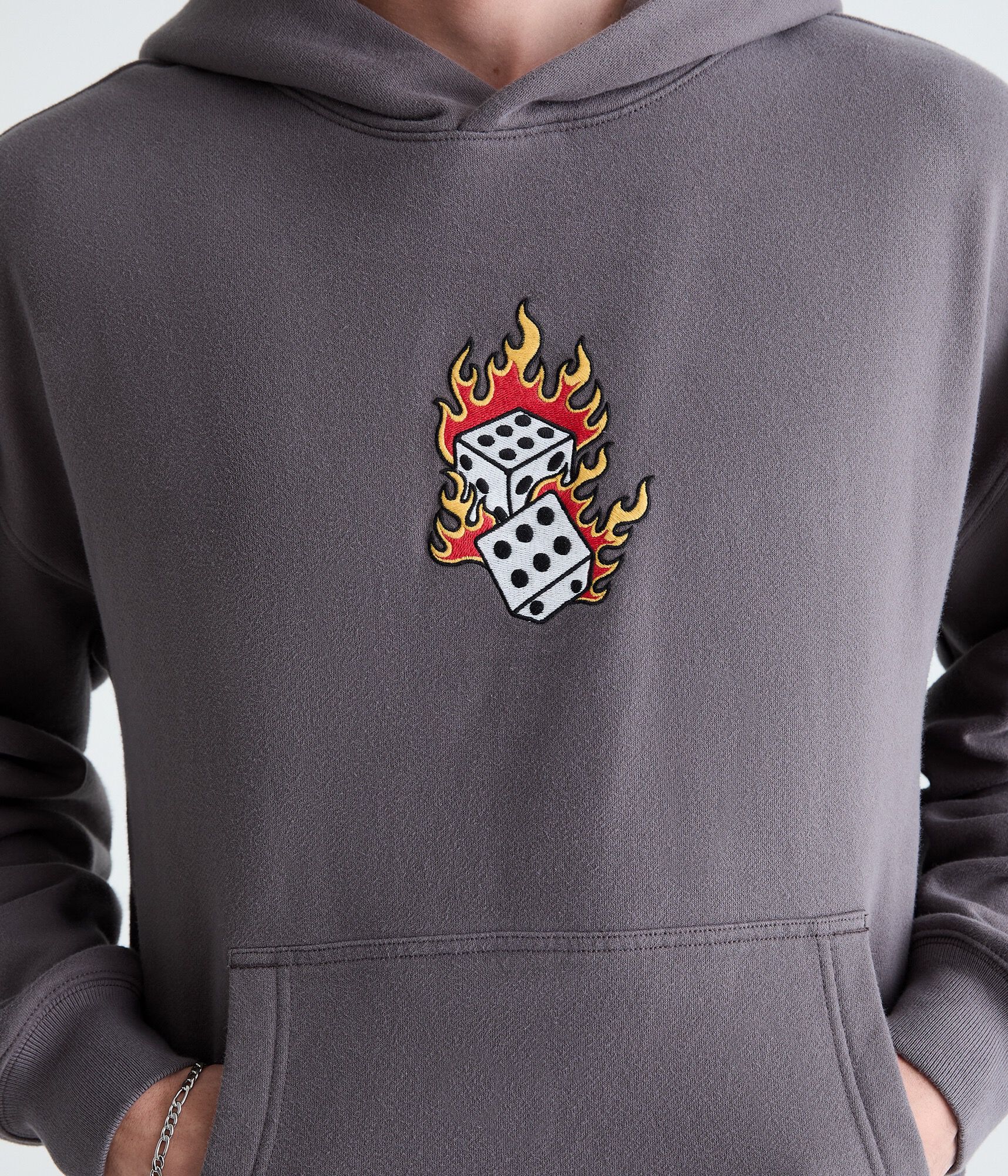 Cloud Soft Flaming Dice Boxy Pullover Hoodie