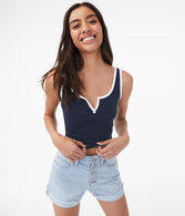 Contrast-Trim Cropped Tank***