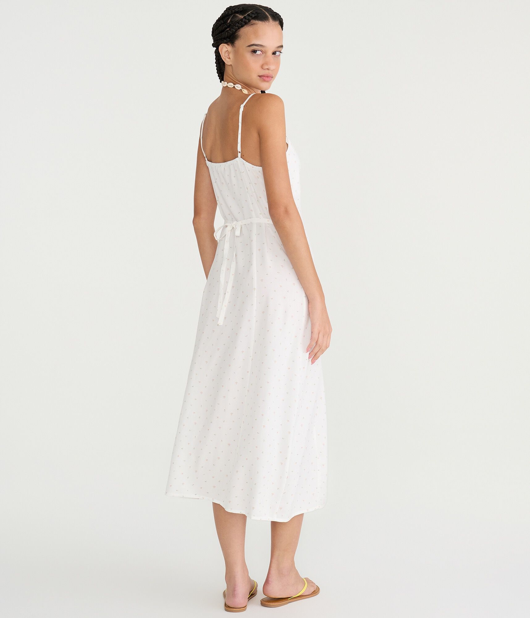 Floral Square-Neck Button-Front Midi Dress