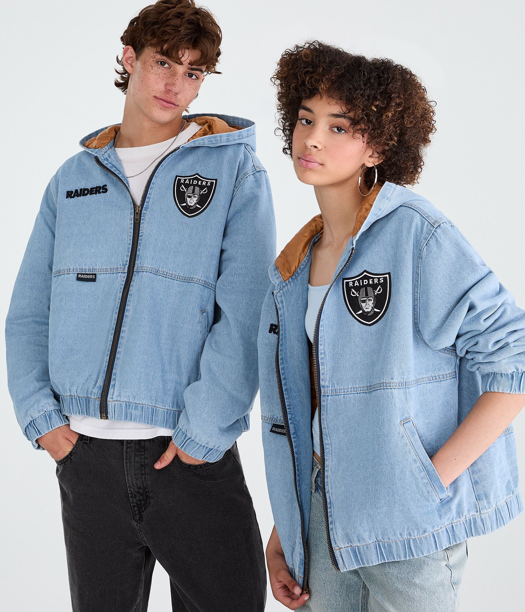 Las Vegas Raiders Full-Zip Hooded Denim Jacket
