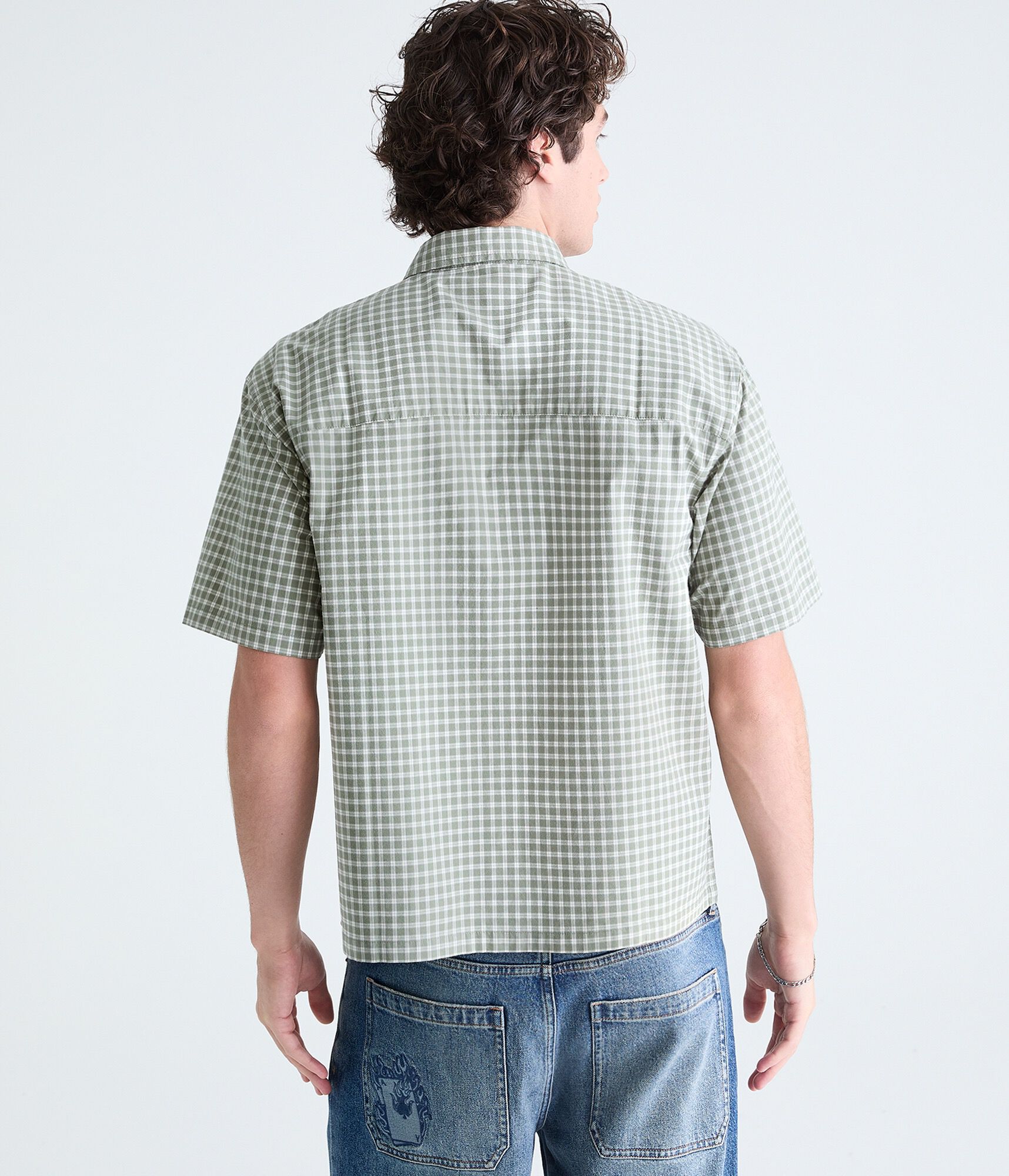Shark Microplaid Boxy Shirt