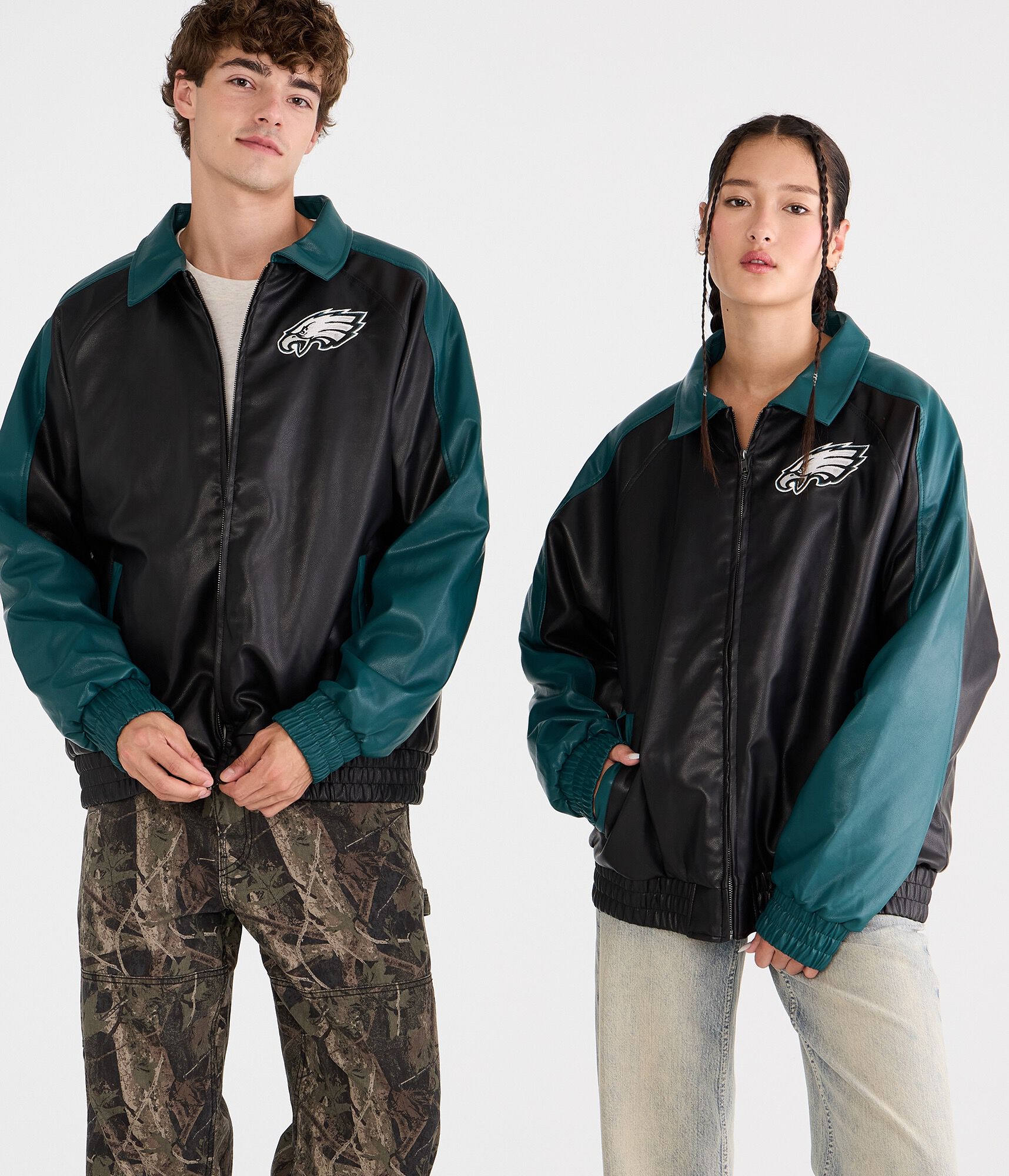 Philadelphia Eagles Faux Leather Full-Zip Jacket