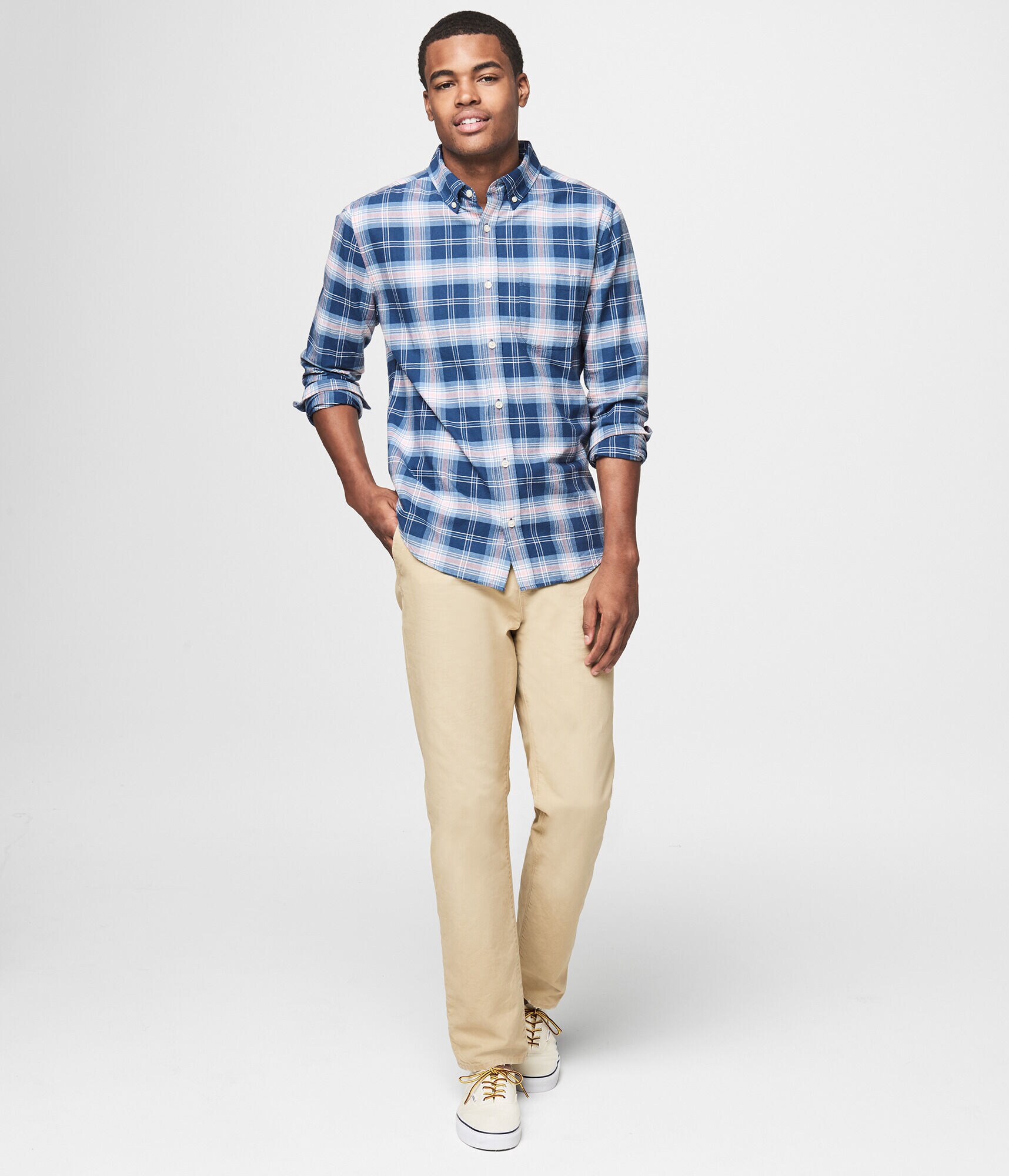 Long Sleeve Plaid Woven Shirt