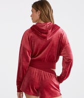 Velour Cropped Full-Zip Sleep Hoodie
