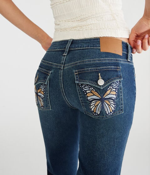 Super Low-Rise Flare Butterfly Pocket Jean Super Low-Rise Flare Butterfly Pocket Jean