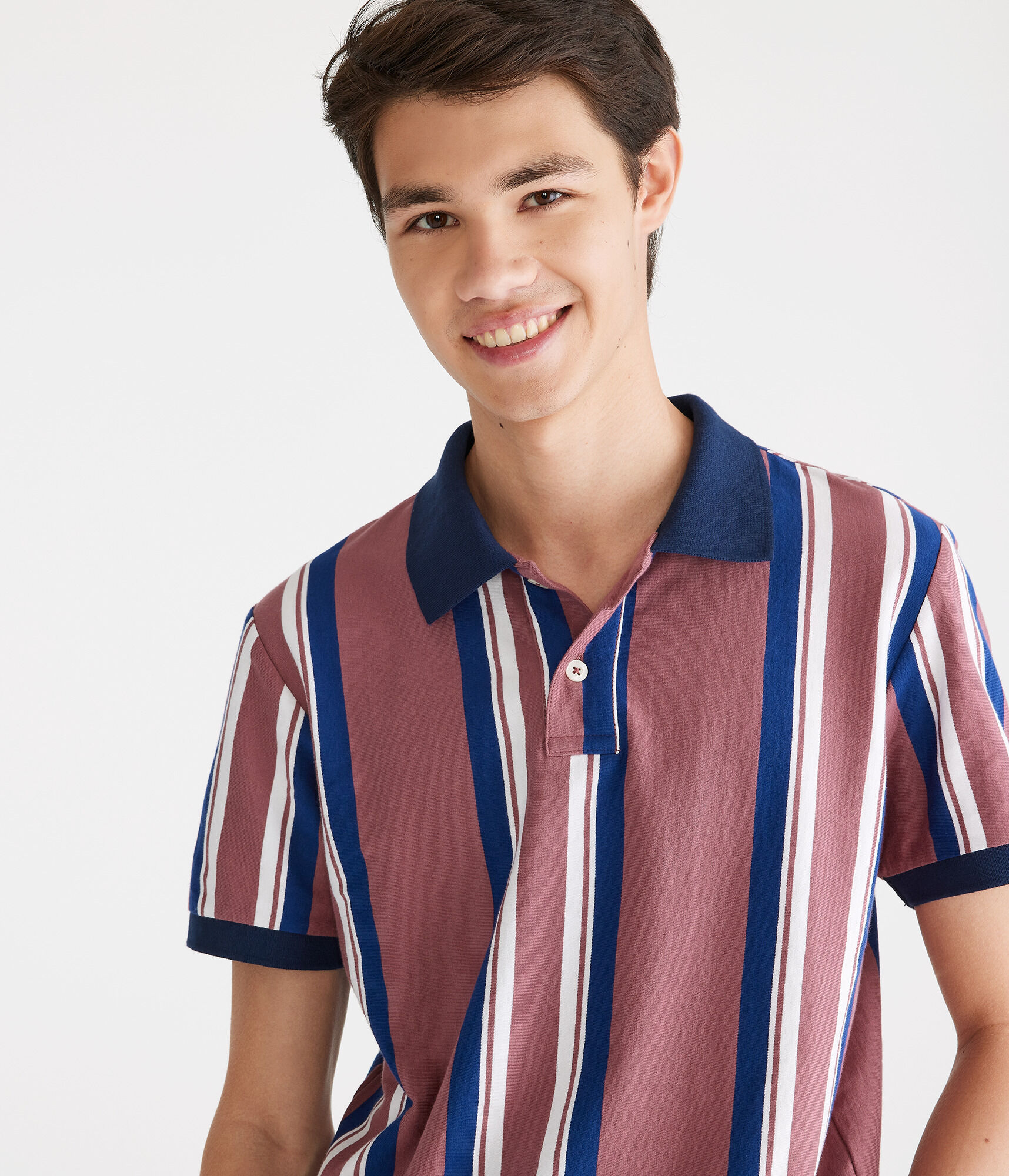 Vertical Stripe Jersey Polo