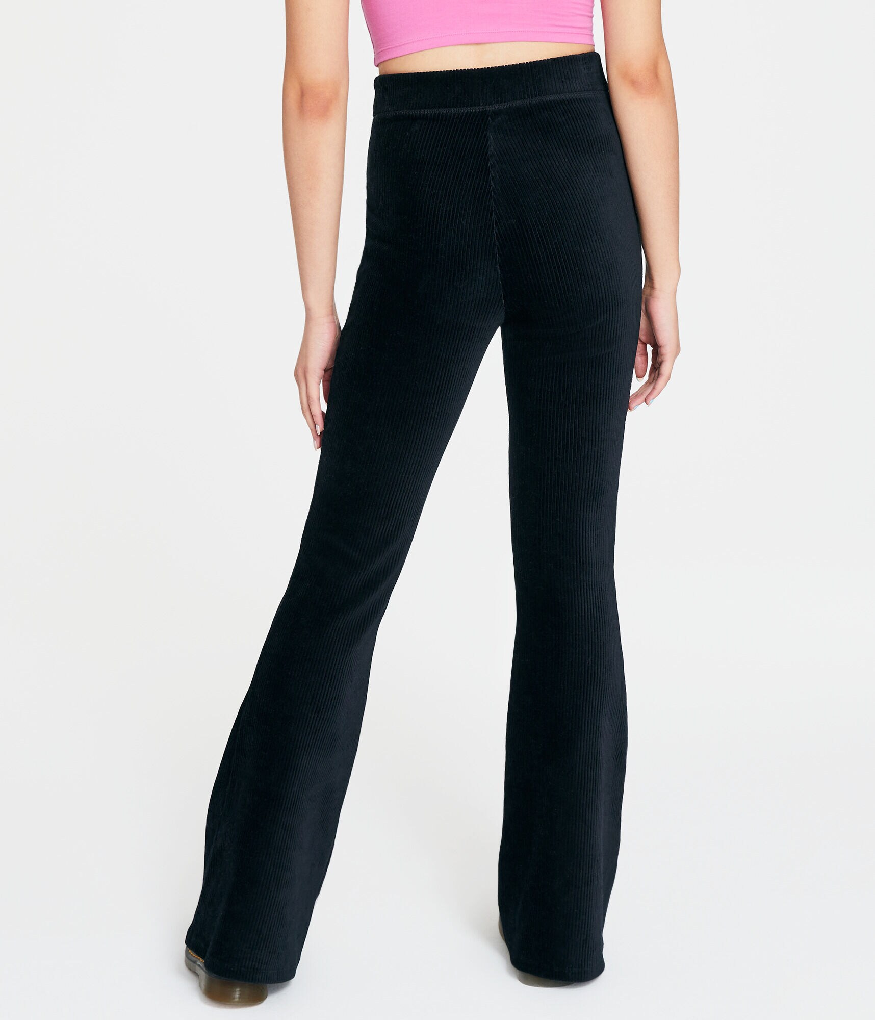 High-Rise Ribbed Velour Flare Pants
