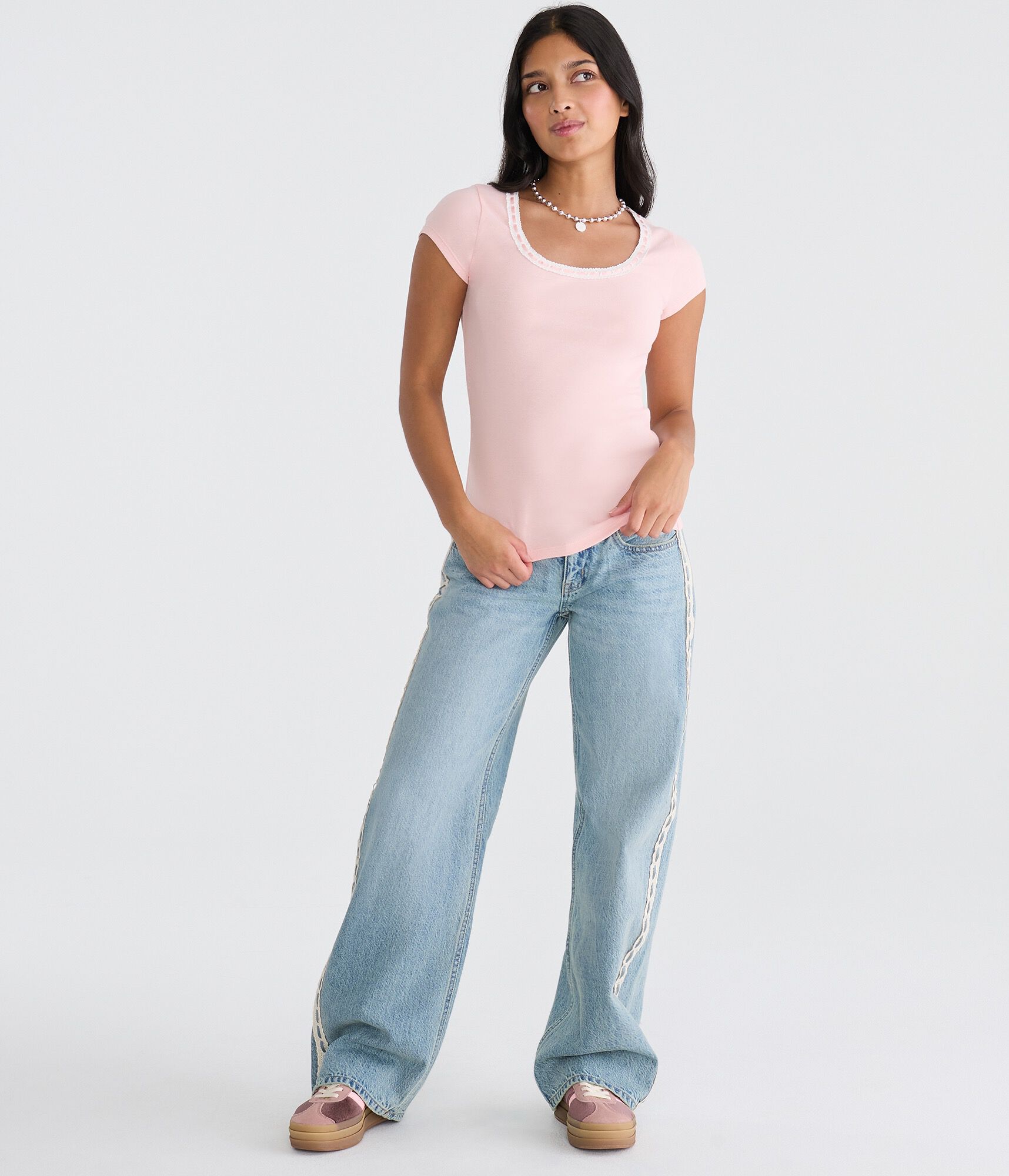 Seriously Soft Ribbon Lace Scoop Tee