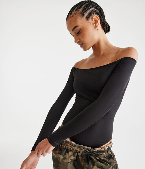 Long Sleeve Seriously Soft Sculpt Off-The-Shoulder Bodysuit Long Sleeve Seriously Soft Sculpt Off-The-Shoulder Bodysuit